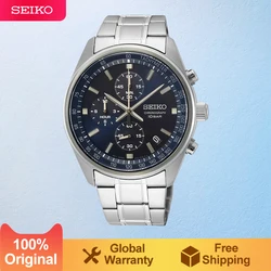 SEIKO Quartz Watch Three Eyes Chronograph Series Watch Simple Business Men's Watch Large Second Hand Chronograph