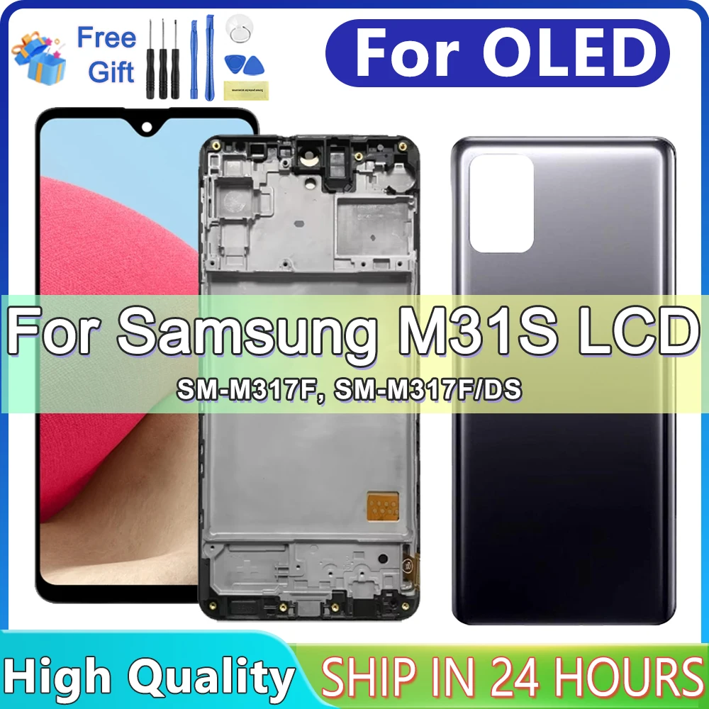 Display OLED For Samsung M31S Screen with Frame, Display Touch Screen Digitizer Assembly for Samsung M31S M317 M317 Replacement