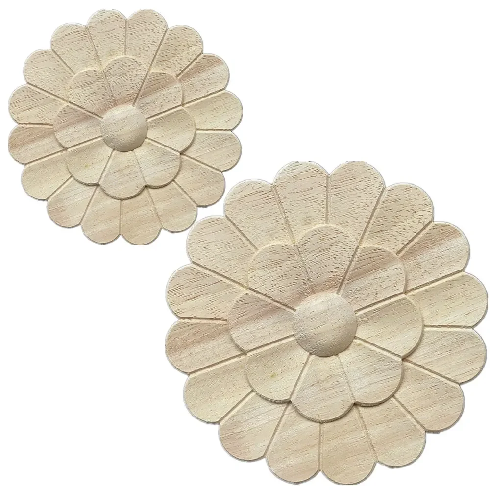 1PC 20cm 25cm Round Wood Applique Flower Jewelry Cabinet Decoration Home Decor Furnishing European Style Carved Wooden Tablets