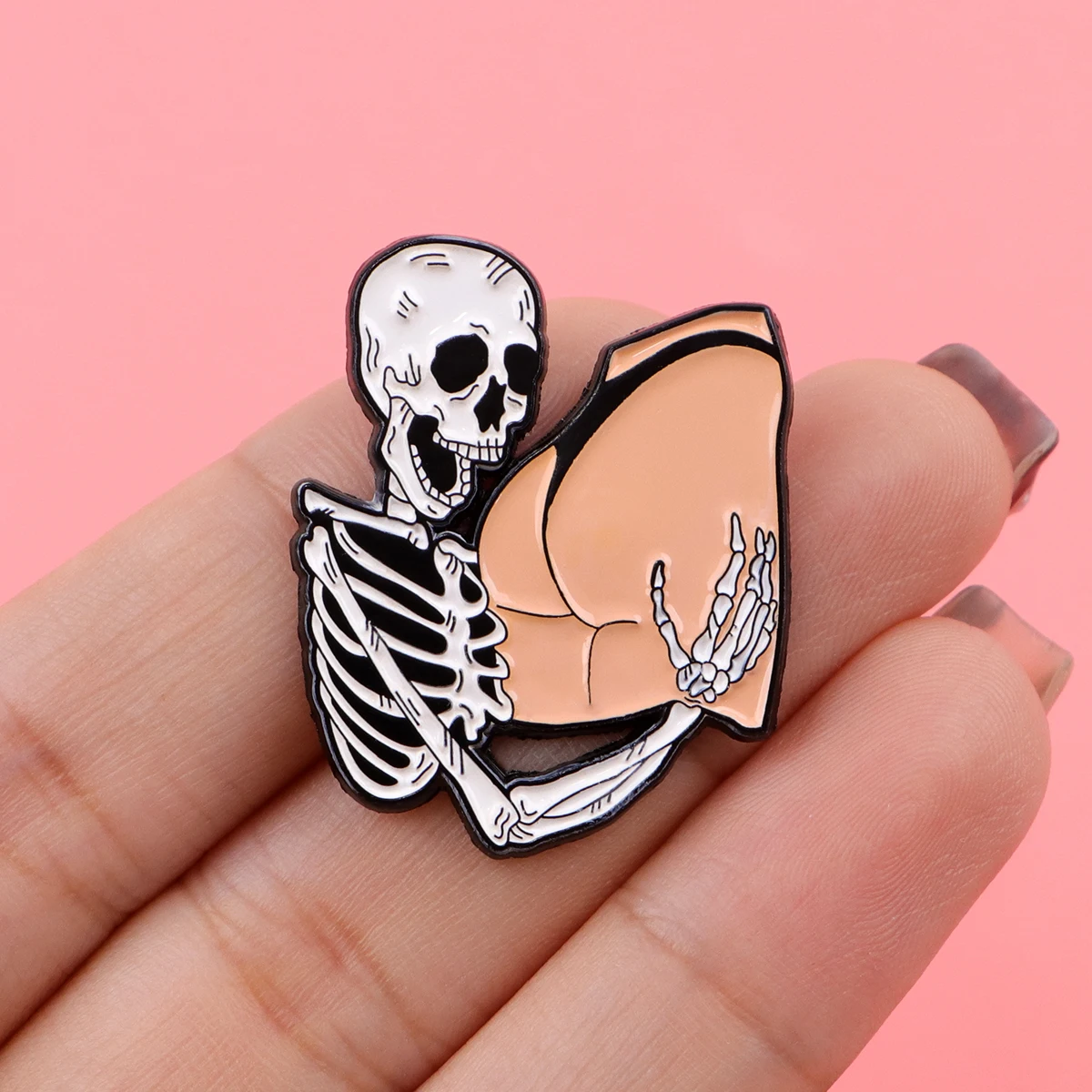 Funny Skeleton Enamel Pin Humorous Brooch Pines Lapel Pins Badge on Backpack Clothing Accessories Jewelry Valentine's Day Gifts