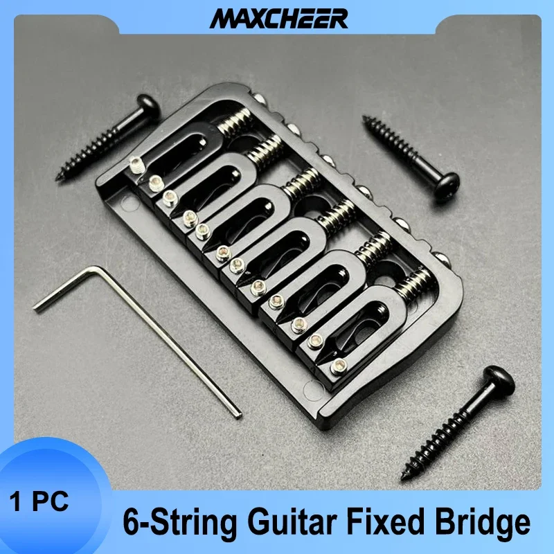 6-String Guitar Fixed Bridge 72.8x38MM-10.6– Metal Hardtail Bridges Replacement Part for Electric Guitar Black