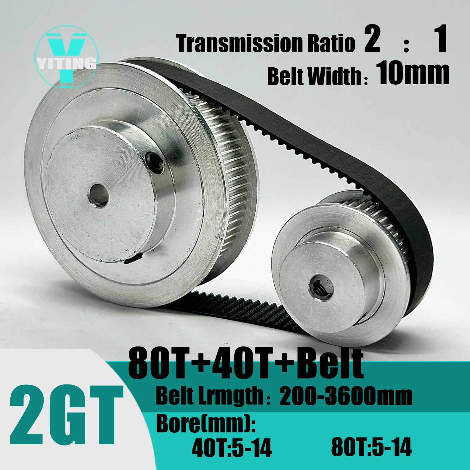 

2GT 2M 80Teeth 40T GT2 40Teeth 80T Timing Belt Pulley Set Belt Width 10mm Bore 5~14mm 2:1 Wheel Synchronous Pulley Belt Kit