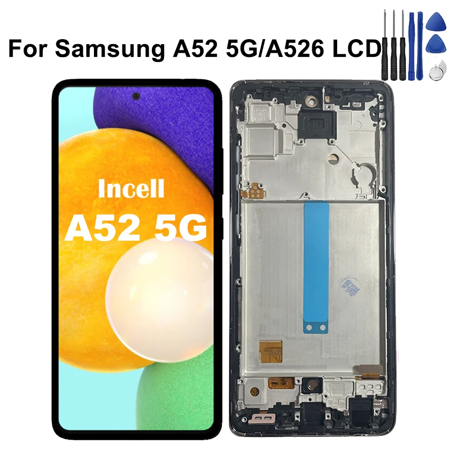 Super AMOLED For Samsung Galaxy A52 5G LCD Display Touch Screen Digitizer Assembly A526 A526B A526W LCD Screen With Frame