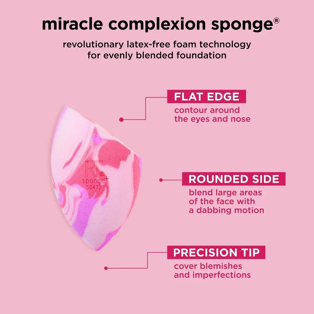 ฟองน้ำแต่งหน้า Miracle Complexion ปราศจากน้ำยาง ไม่ทดลองกับสัตว์ ใช้งานง่าย แม่นยำ ลงสีเนียนสวย ใช้ได้กับครีมและลิควิด ใช้ซ้ำได้