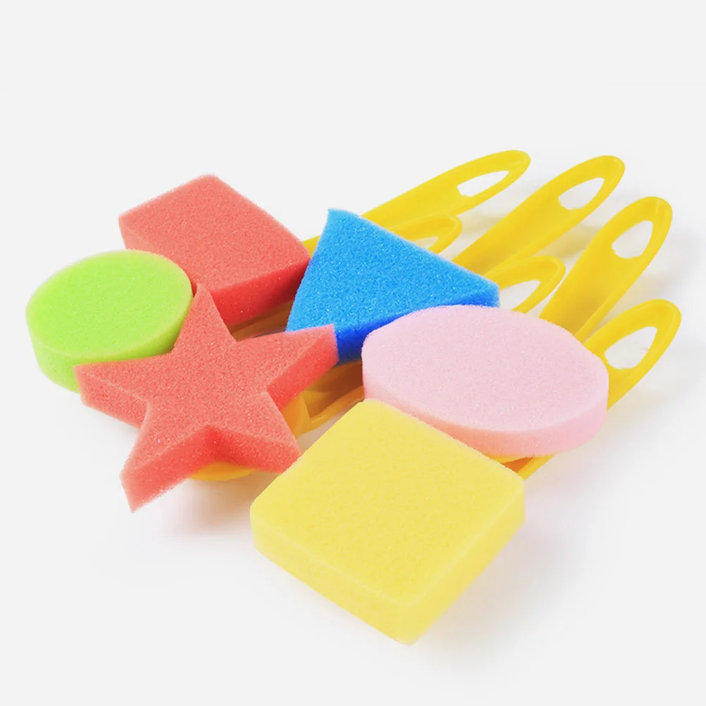 6 Pcs Sponge Brush Spray Paint Handle Sponges for Painting Handles Plastic Child