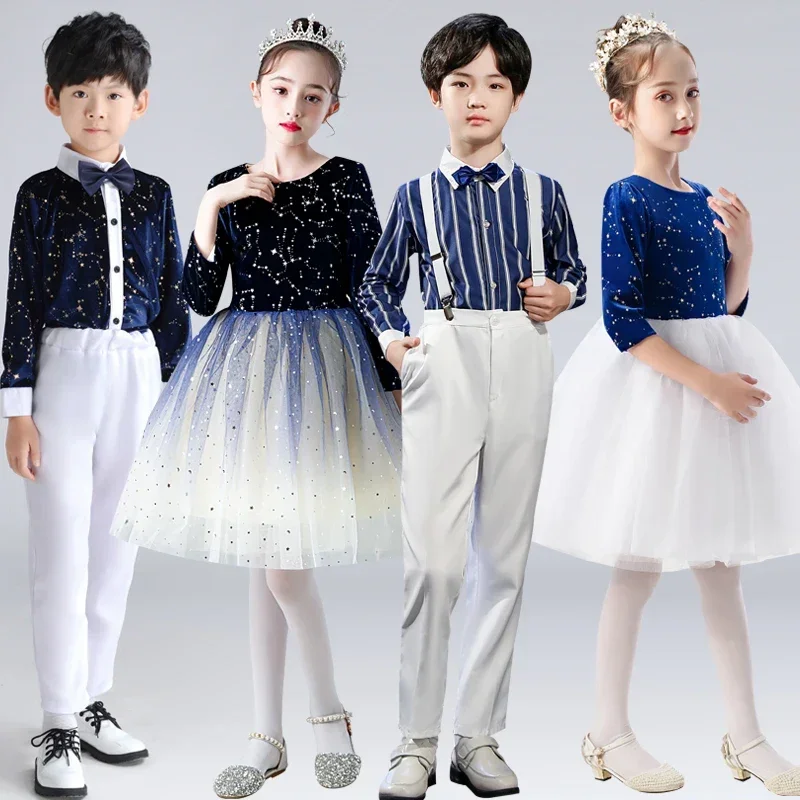 Children's Choir , Primary and Secondary School Performance Choir , Girls' Poetry Reading Costumes Dance Clothes Women Dress