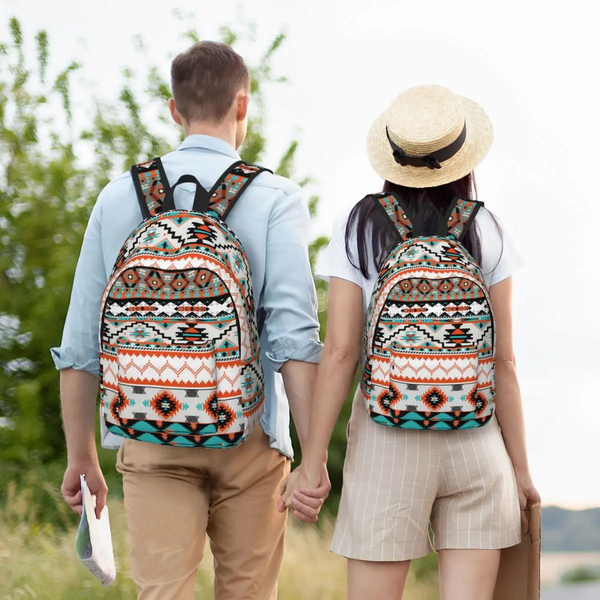 Mochila colorida antiga para homens e mulheres, asteca, tribal, indiana, mochila adolescente, durável, estudante, negócios, mochila norte-africana, bolsa para laptop