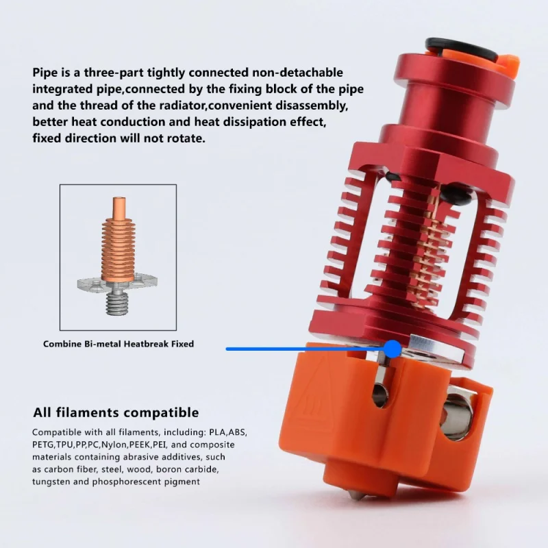 3D printer Voron 2.4 Prusa I3 V6 Hotend Red Lizard k1 Bimetallic assembly coppered hot end nozzle Titan for Ender 3 V2 extruder