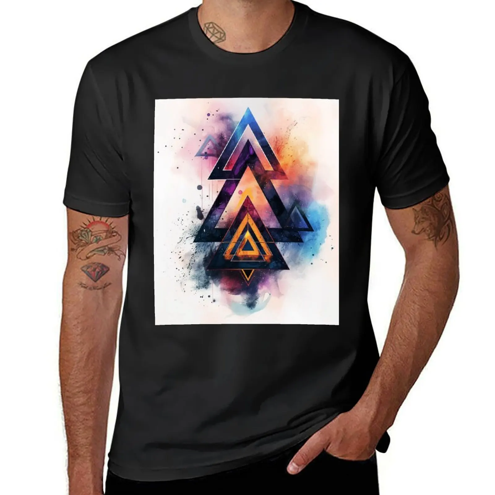 

Harmony in Chaos: Geometric Fusion T-Shirt plain sports fans sublime mens clothing