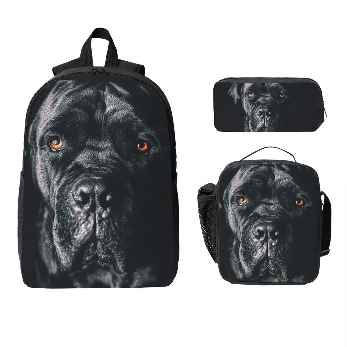 The Art Of Dog Cane Corso Italian Mastiff Backpack Student BookBag School Bag Shoulder Bags 3ps Insulated Lunch Bag Pencil Case