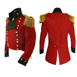 1860s Victorian Civil War Military Hussar Cosplay Jacket  British War Army Navy Double Breasted Costume Red Tailcoat For Men
