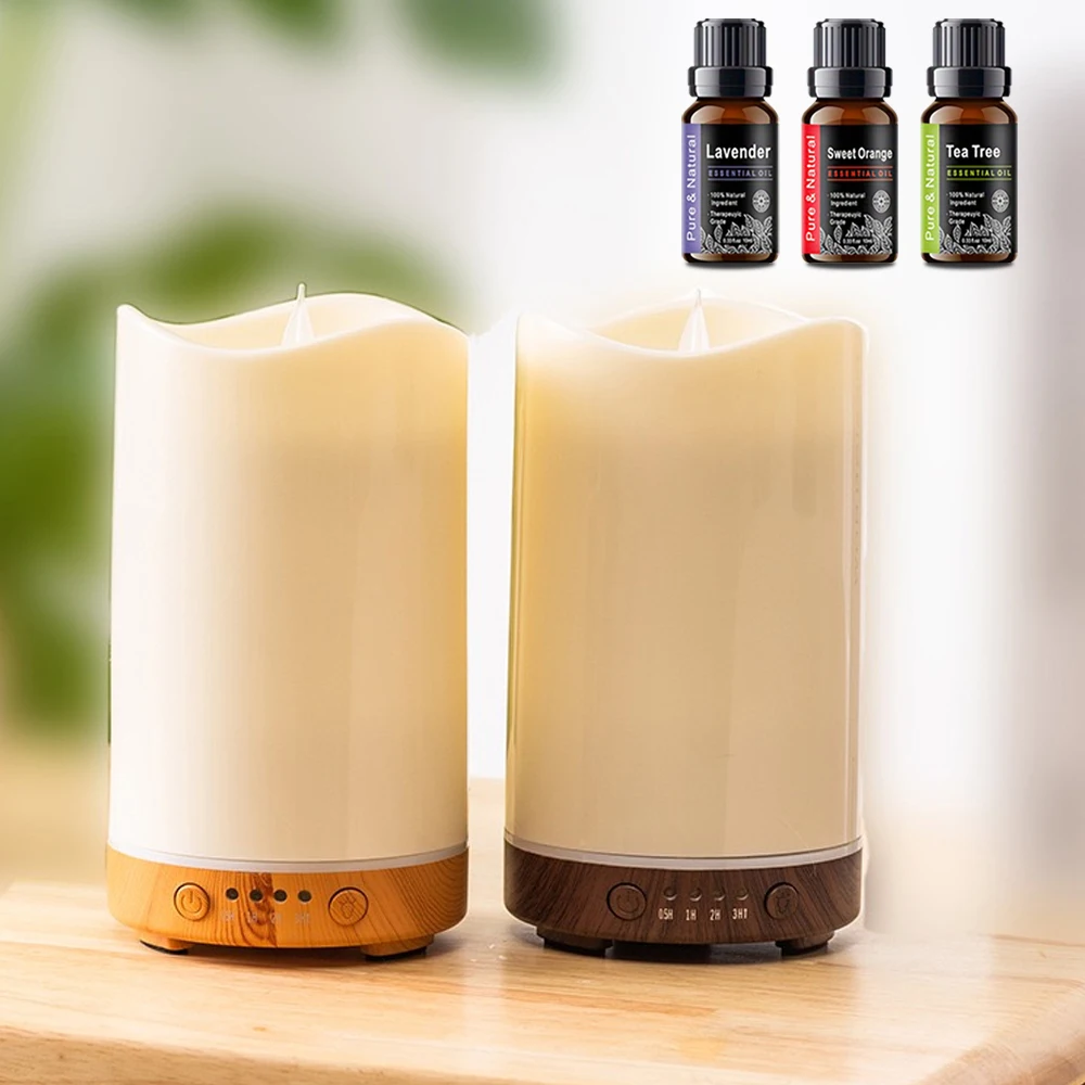 

Candle Aroma Diffuser Humidifier with Auto Shut-Off, 7-Color LED Light, Includes 3 Essential Oils