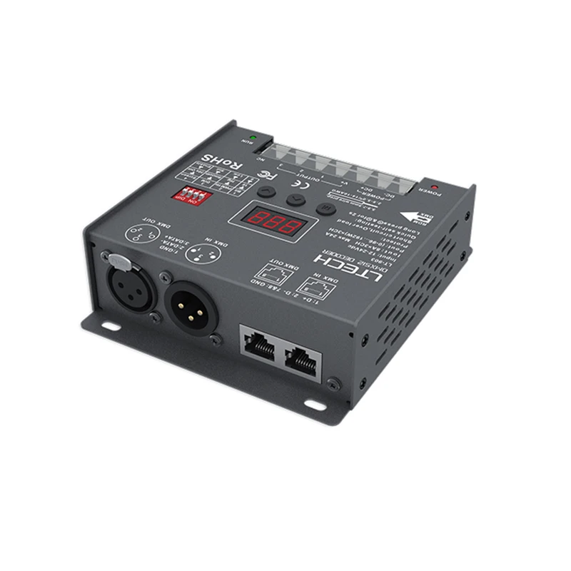 LTECH LED DMX-PWM Decoder;DC12-24V Input 8A*3CH 3 Channel Output RGB Strip Tape Ribbon DMX512 Controller XLR-3 RJ45 DMX Slave