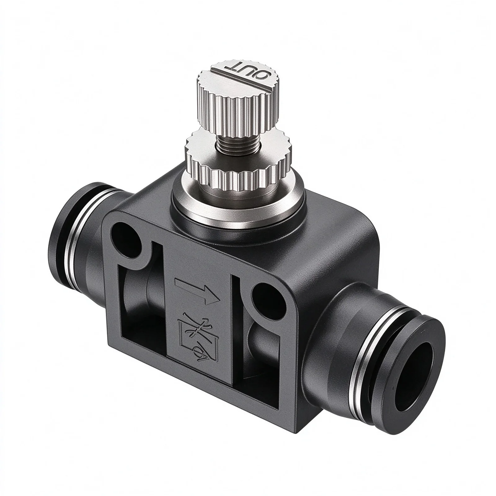 LSA Series Union Straight Throttle Valve, In-line Air Flow Control Regulator Pneumatic Push Fit Quick Connector for PU Air Tube