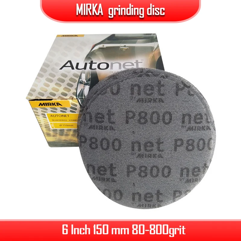 MIRKA  grinding disc Mesh Disc Sandpaper 6 Inch 150 mm Aluminum Oxide Dust-Free And Anti-Blocking AbrasiveCar Surface Sanding