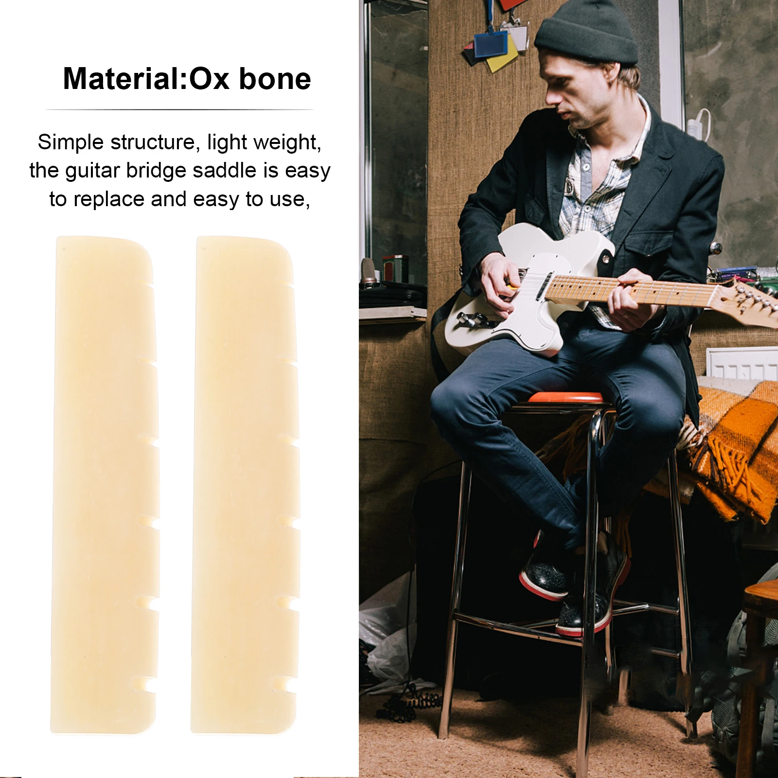 

4 Pcs Guitar Pillow Bridge Parts Folk Supplies Beef Bone Acoustic Nut and Saddle