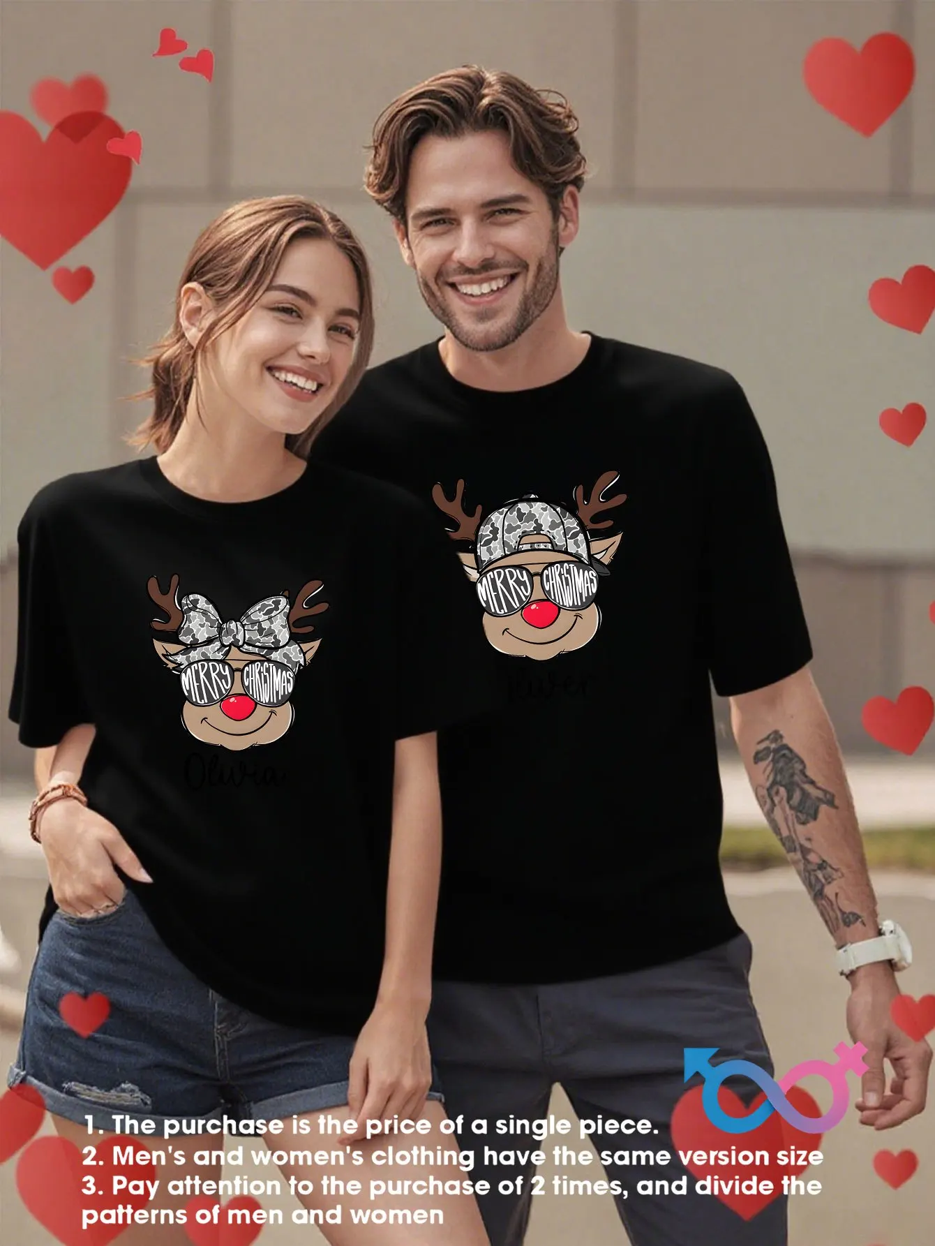 

Цельный рождественский костюм для пары, спортивный костюм-футболка с короткими рукавами, подходит для весенней и летней одежды - удобный