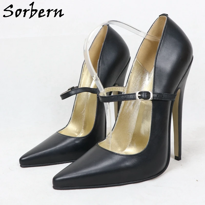 

Sorbern/женские туфли-лодочки из натуральной кожи 16 см, туфли для мальчиков Мэри Джейн, туфли на шпильке с острым носком, туфли на высоком каблуке со специальной аркой на заказ