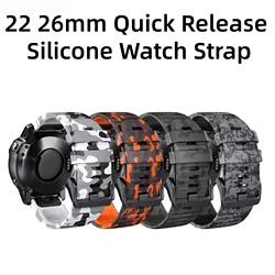 26mm quick release silicone strap for Garmin watches Instinct 2X Enduro, Fenix 3/3HR camouflage color printed strap