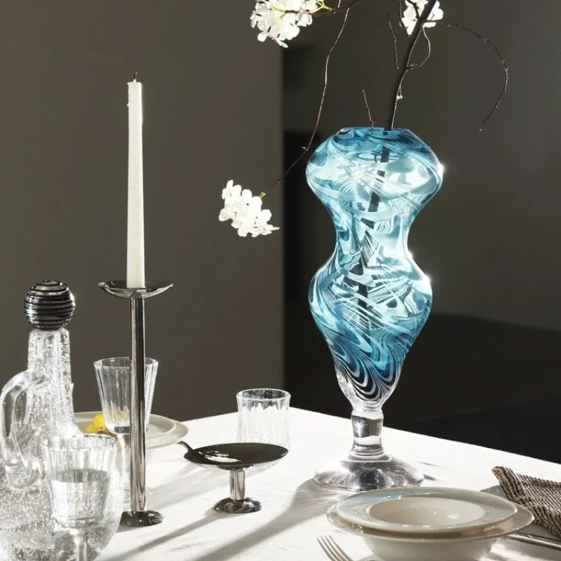 Home Furnishing Medieval French Glazed Vase Dining Table Hall Nakajima Terrace Hand-blown glass flower ware porch ornament