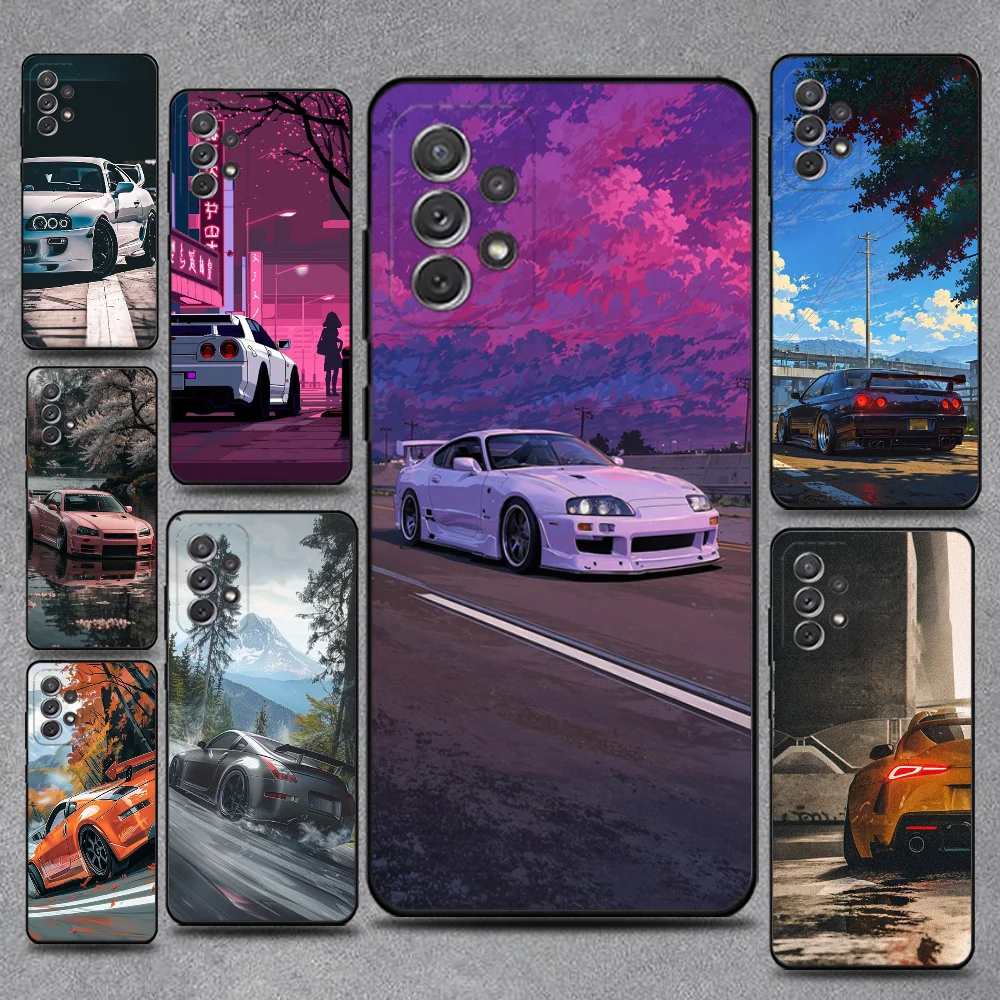 

Japan JDM Sports Car Phone Case For Samsung S25,S24,S21,S22,S23,S30,Ultra,S20,Plus,Fe,Lite,Note,10,9,5G Black Cover