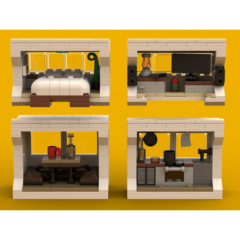 MOC-161126 مكعبات بناء كلاسيكية جديدة فاخرة RV مع مخرج منزلق، 1369 قطعة، هدية لعبة عيد ميلاد للأولاد والأطفال