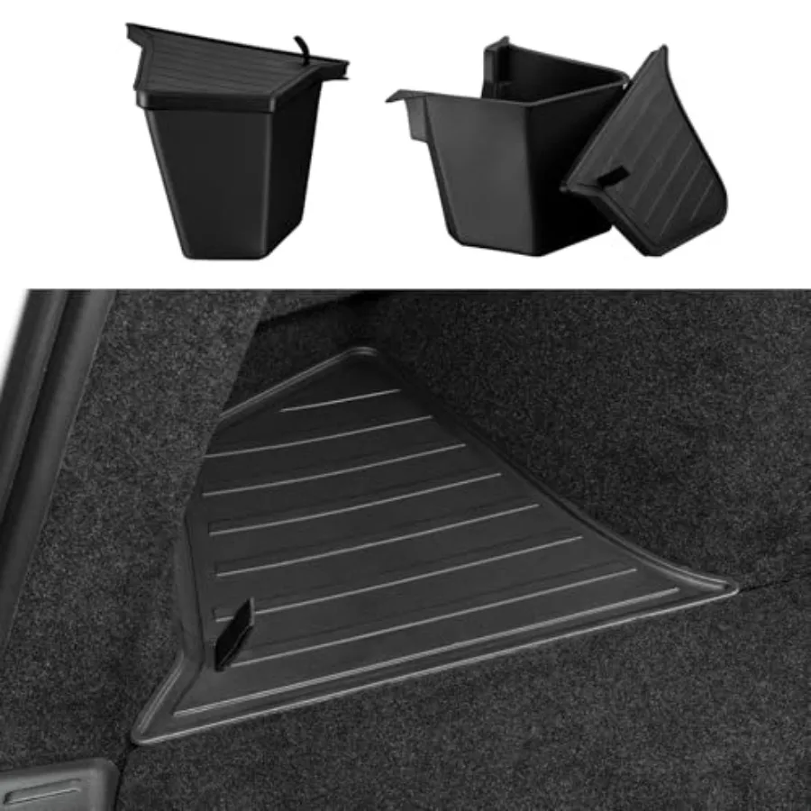 

2025 2026 Tesla Model Y Juniper Trunk Organizer Rear Storage Bins with TPE Lid Waterproof Side Trunk Box for Model Y Juniper St