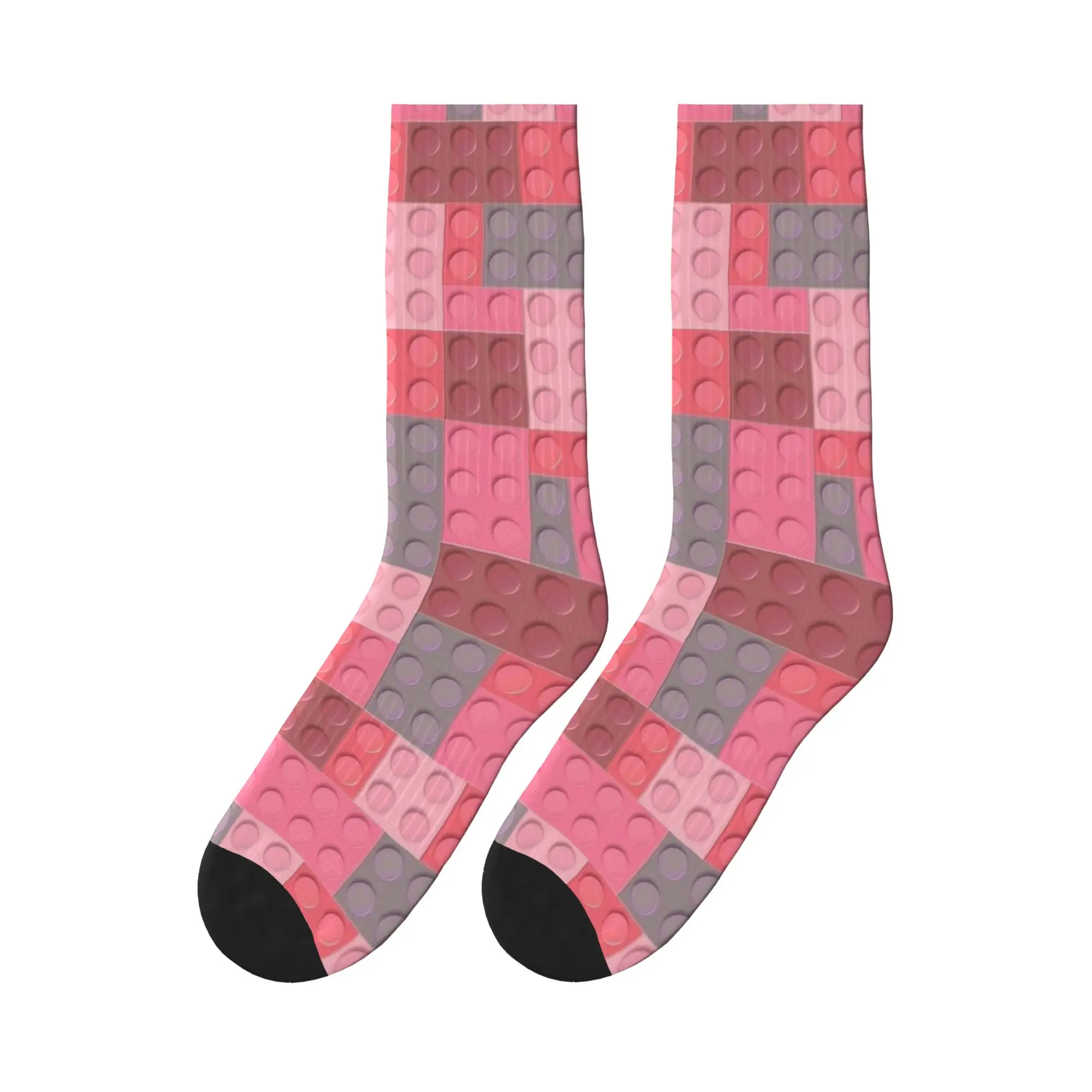 Colorful Building Blocks Toys Print Socks Autumn  Stockings Gothic Adults Men Breathable Socks Graphic Running Non Slip Socks