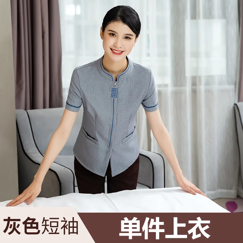 

Work Uniform Short-Sleeved Summer Clothes Female Housekeeping Community Property Suit Hotel Room Cleaning Aunt PA Unifo