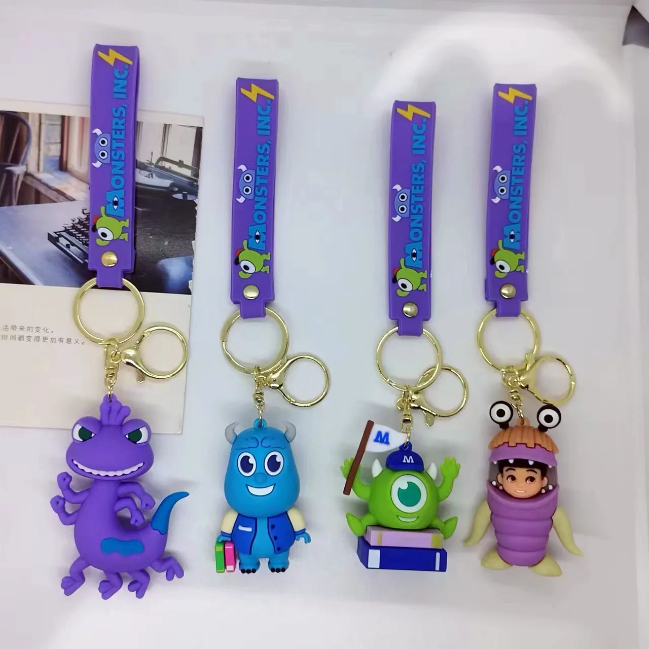 Kawaii Cartoon Monsters University Keychain Cute Pendant Car Key Ring Ornaments Accessories Key Holder Gifts for Kids Friends