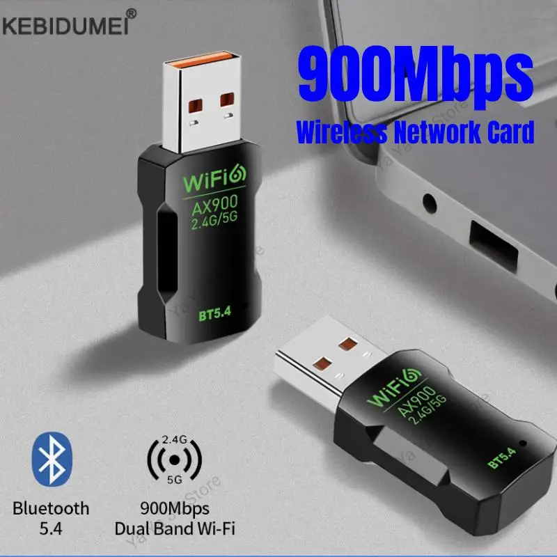 900 Мбит/с Wi-Fi 6 USB-адаптер 2 в 1 Bluetooth 5.4 Wi-Fi 6 Сетевая карта 2,4G 5G Беспроводной USB-ключ Приемник Бесплатный драйвер для ПК
