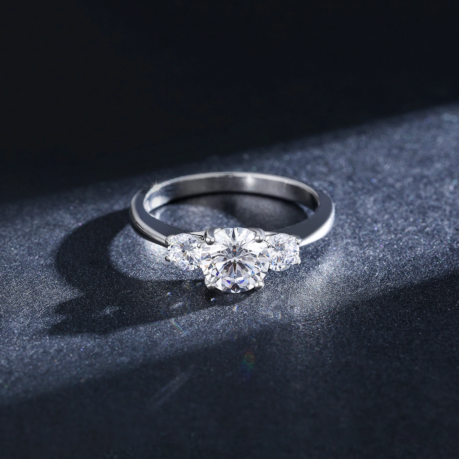 MODIAN 2 Carat 925 Sterling Silver Rings For Women Three Stones Zircon Simulated Diamond Wedding Engagement Band Fine Jewelry