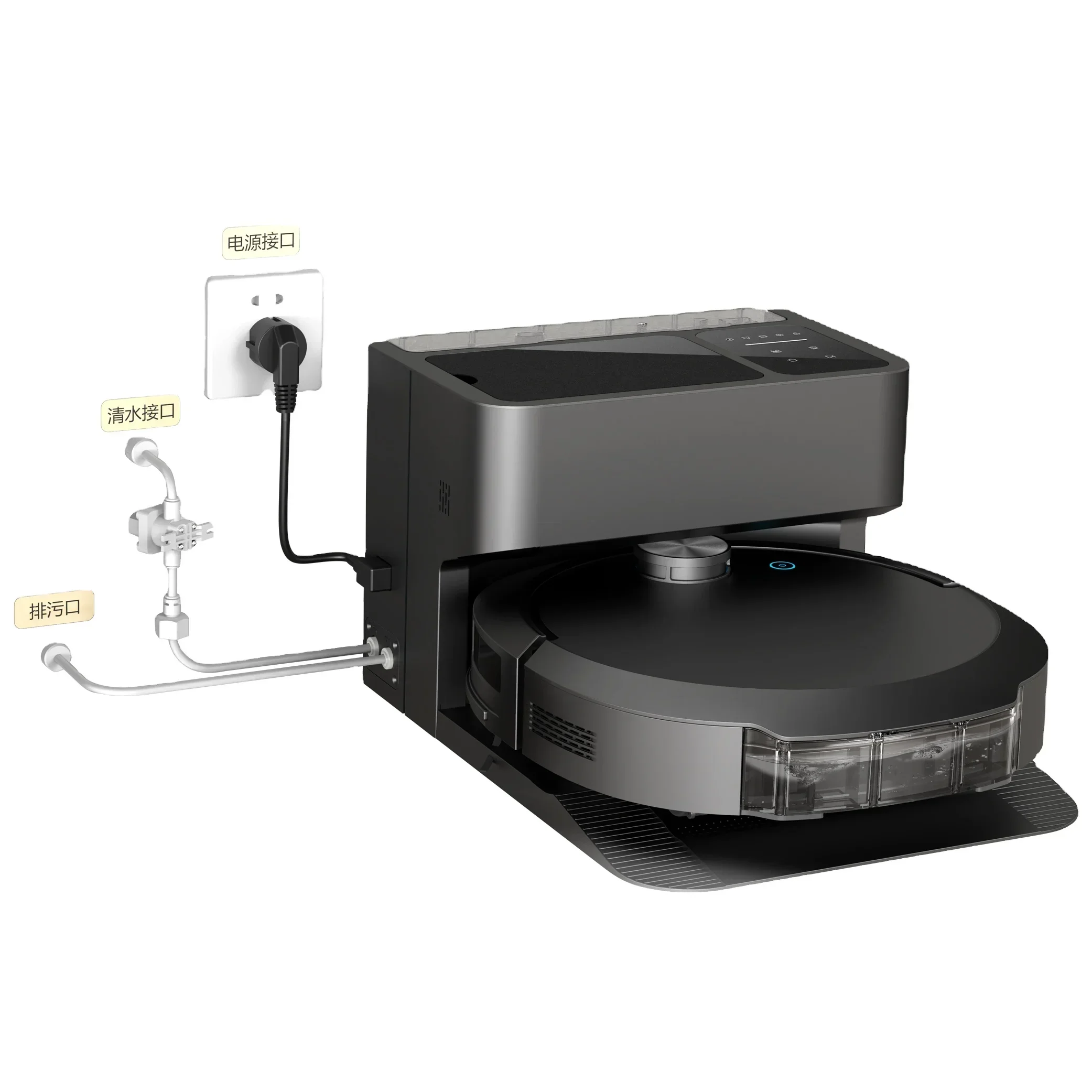 12000PA Powerful Robot Vacuum And Mop With Direct Connect Water Pipe And Auto Dust Collecting System