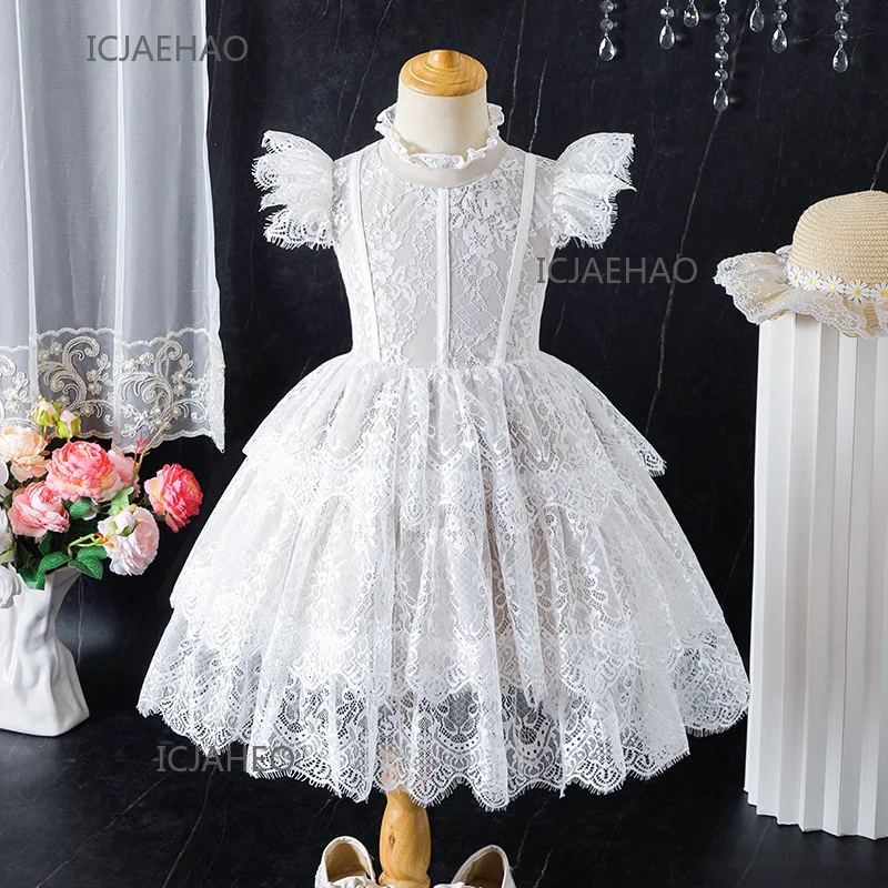 

2025 Wed Dress Vestido Children Girls Lace Party Dresses Costume New Princess Birthday Gown Tutu Outfit Kids Flower Girl Clothes