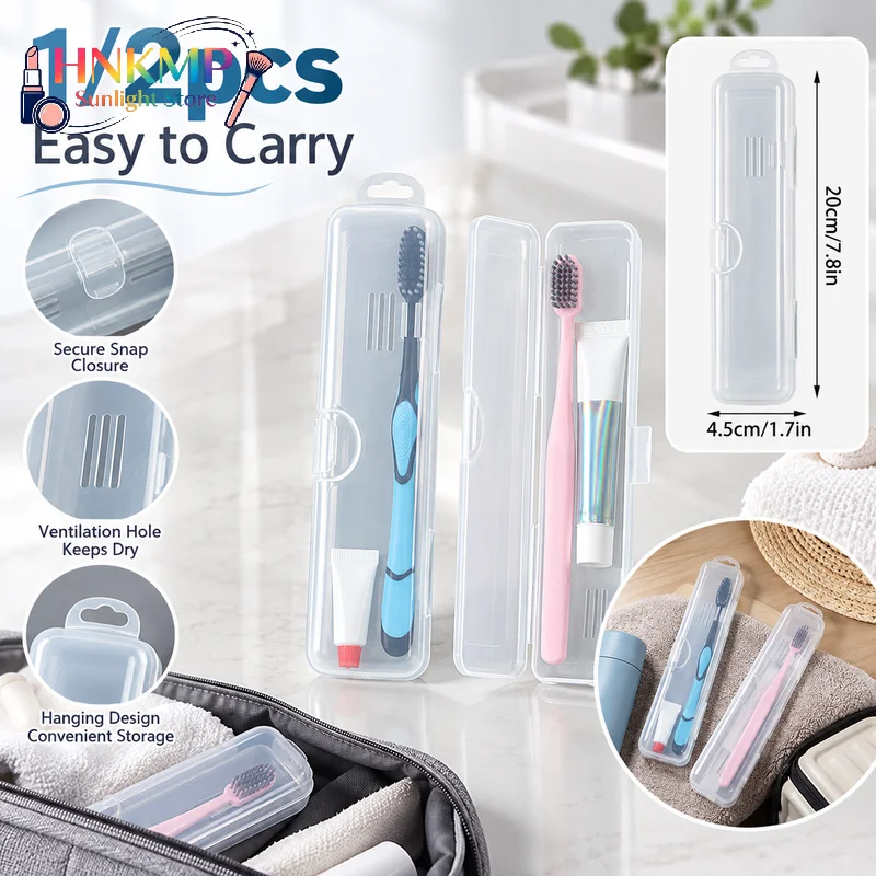 Transparent Toothbrush Storage Box, Portable Travel Toothbrush Holder, Plastic Toothpaste Container Organizer Case