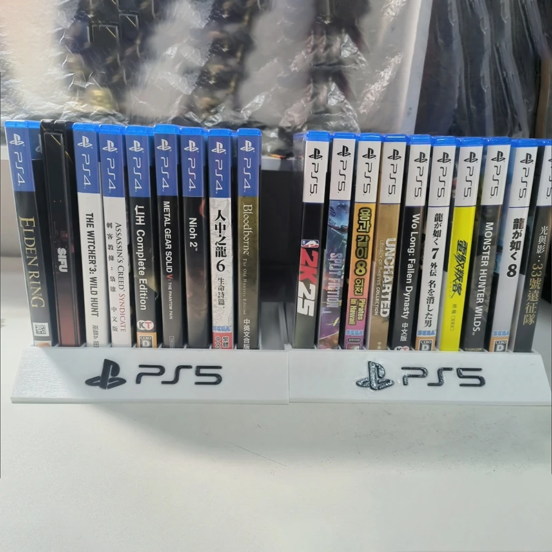 3D-Druck PS5-Spiele-Disc-Aufbewahrungsregal, fasst bis zu 10 Discs, kompatibel mit PS4/PS5-Spielehüllen, Organizer-Ständer – Detail 3