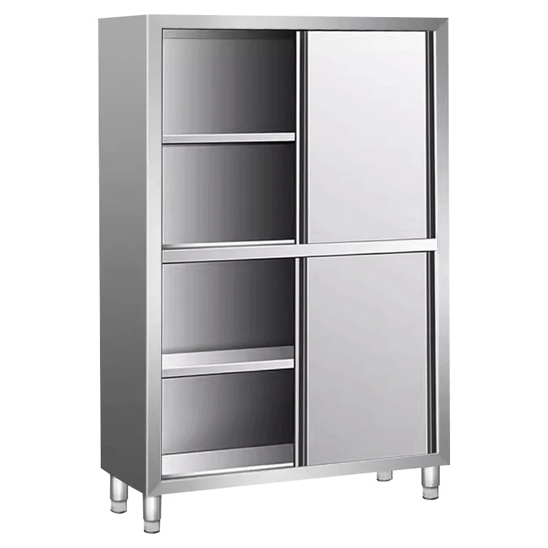 

304 stainless steel four-door cupboard thickened overall welded commercial kitchen rural side cabinet vertical cabinet storage