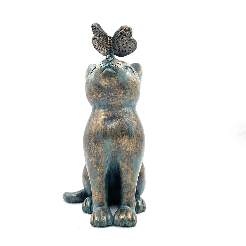 Estatuilla de mariposa de juego de gato, eshinx figura de Buda, esculturas de Arte de jardín de meditación, estatuas de jardín al aire libre, estatuillas de decoración