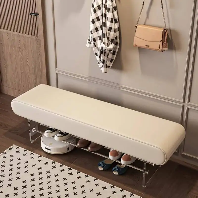 Light Italian Luxury Bedroom Creative Bedside Bench Home Door Comfortable Soft Pack Shoe Bench Acrylic Sofa Benchs Furniture