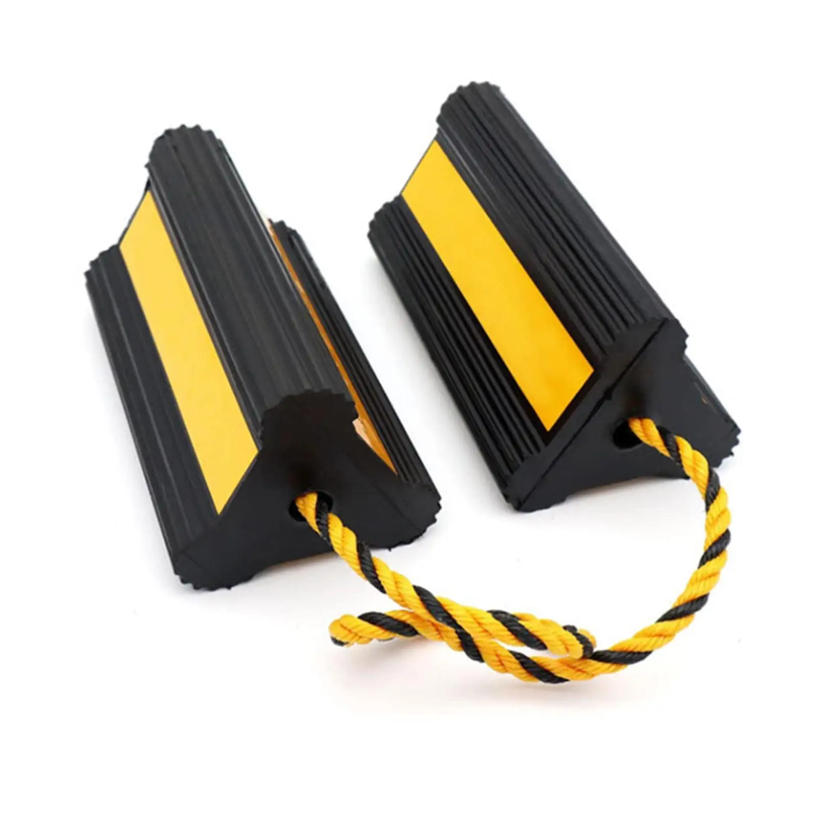 2 Pair Tires Block Stopper Chocks Temporary Parking with Nylon Rope RV Wheel Chock Blocks for Travel Trailers Truck Car