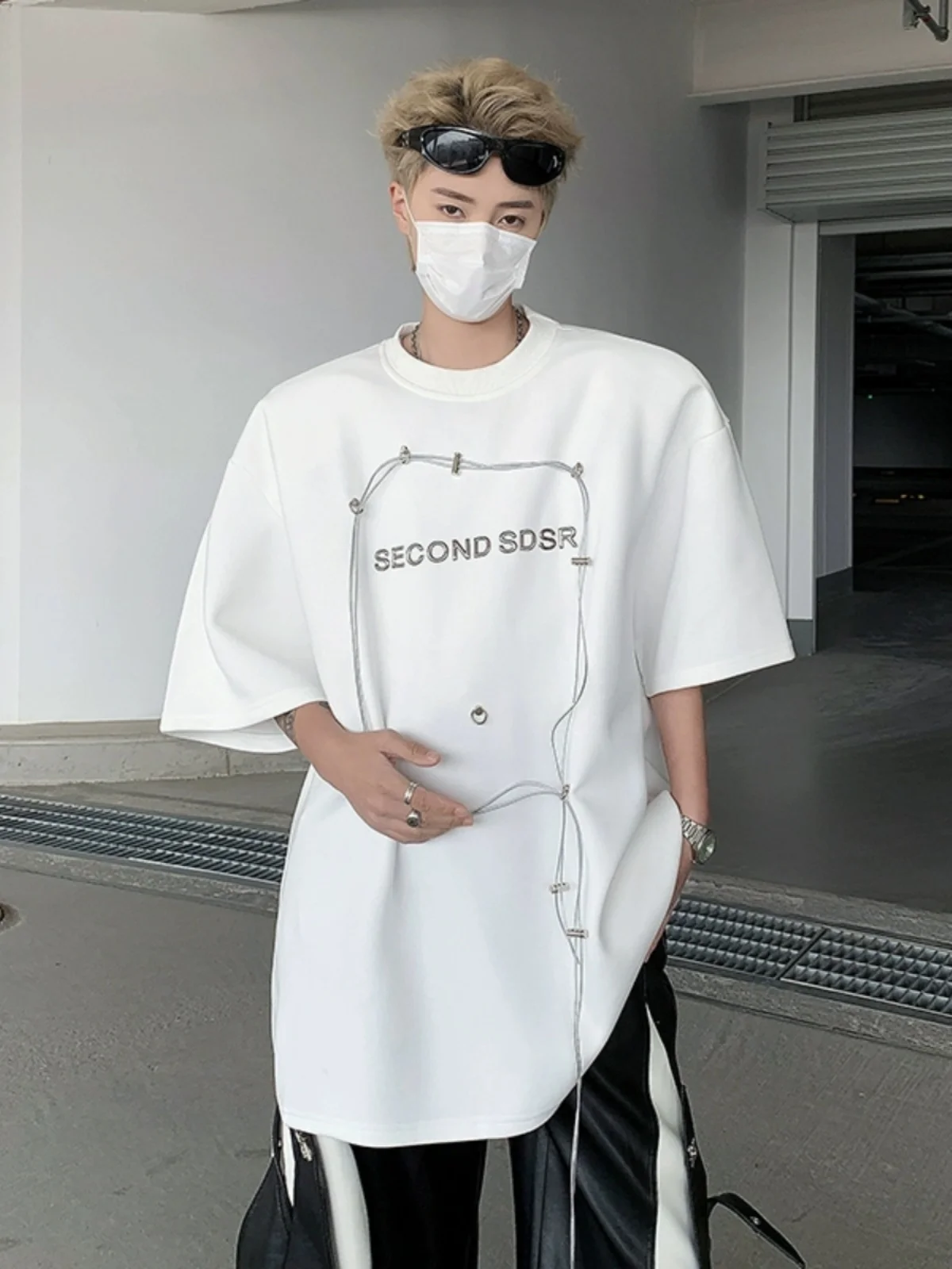 

High Street Unique Design Men's T-irt ort Sve Small Collar Summer Faion Brand Casual Sle Breathable Polyester