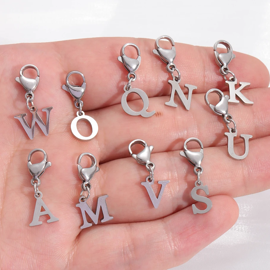 A-Z Alphabet-Schlüsselanhänger mit Karabinerverschluss, Edelstahl-Initialen-Anhänger, Schmuck für DIY-Rucksack, Handtasche, Personalisierte Geschenke – Detail 2