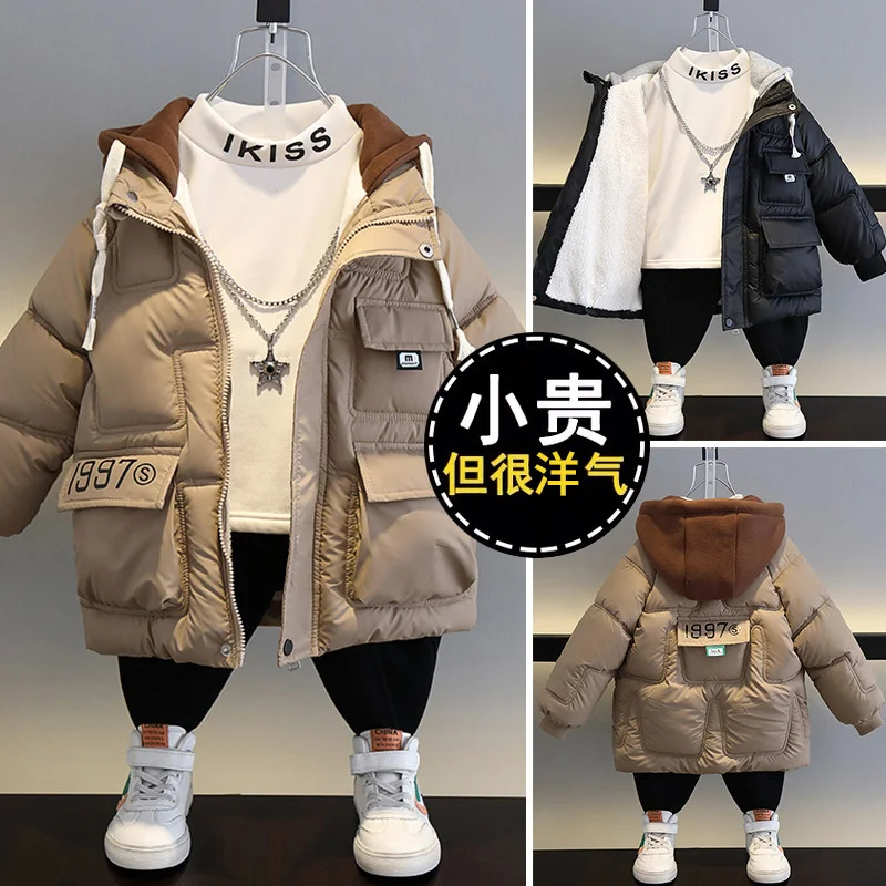 -30℃ Winter Boys Jackets Down Parkas Warm Thicken Coat 2023 Children Hooded Zipper Snowsuit Outerwear Baby Kids Hooded Jacket