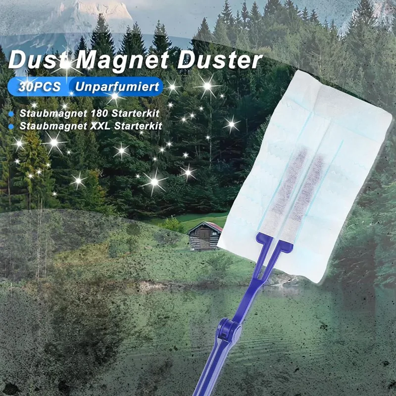 منفضة مجهرية لتنظيف الغبار ، قماش تنظيف الأوساخ ، 30 قماش غبار بمقبض واحد ، مجموعة واحدة