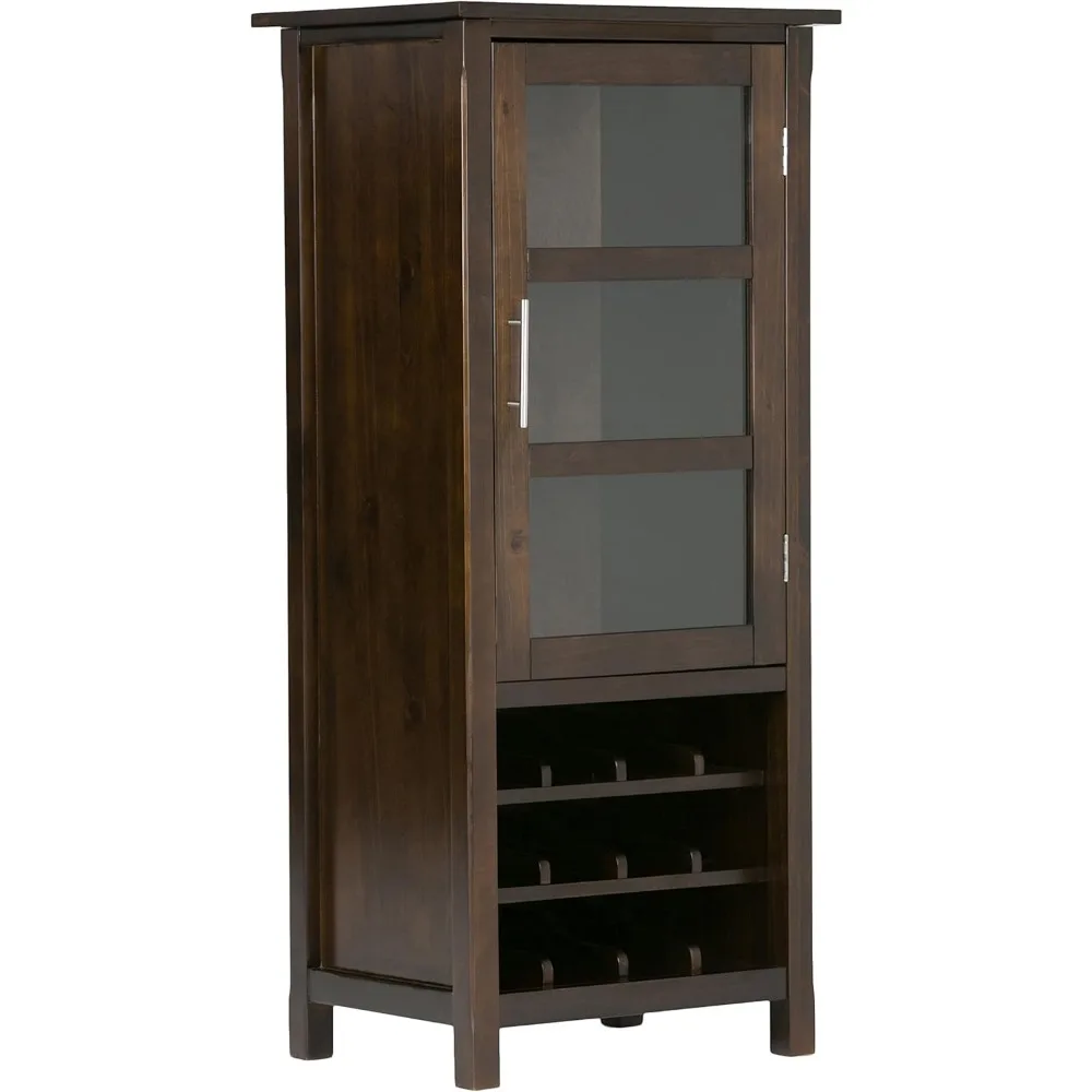 

Avalon 12-Bottle SOLID WOOD 22 Inch Wide Contemporary High Storage Wine Rack Cabinet in Dark Tobacco Brown, For the Living Room