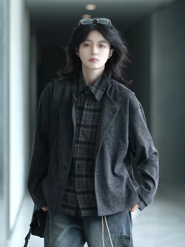 

Мужской вязаный кардиган с воротником-рубашкой, осенне-зимний, свободного кроя, повседневный стиль, из полиэстера, с длинным рукавом