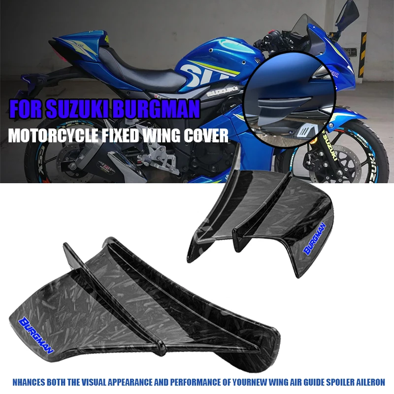 

For SUZUKI Burgman AN125 AN200 AN400 AN650 Universal Carbon Fiber Look Motorcycle Aerodynamic Spoiler Wing