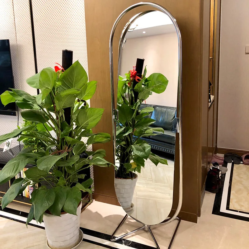 Floor mirror moving Nordic full body mirror rotating full-length  fitting