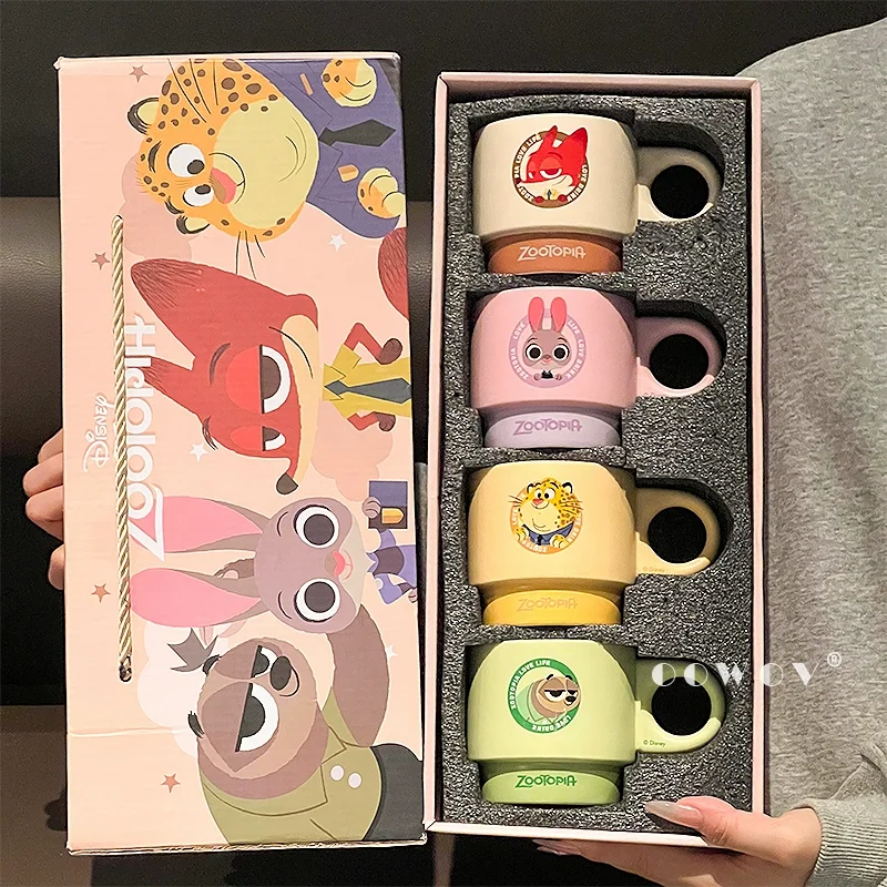 

Штабелируемые кружки Disney Stitch Zootopia, высокоэстетичное значение, чашки для воды для пар, подарки на день рождения, домашняя кухня, столовая, бар, посуда для напитков