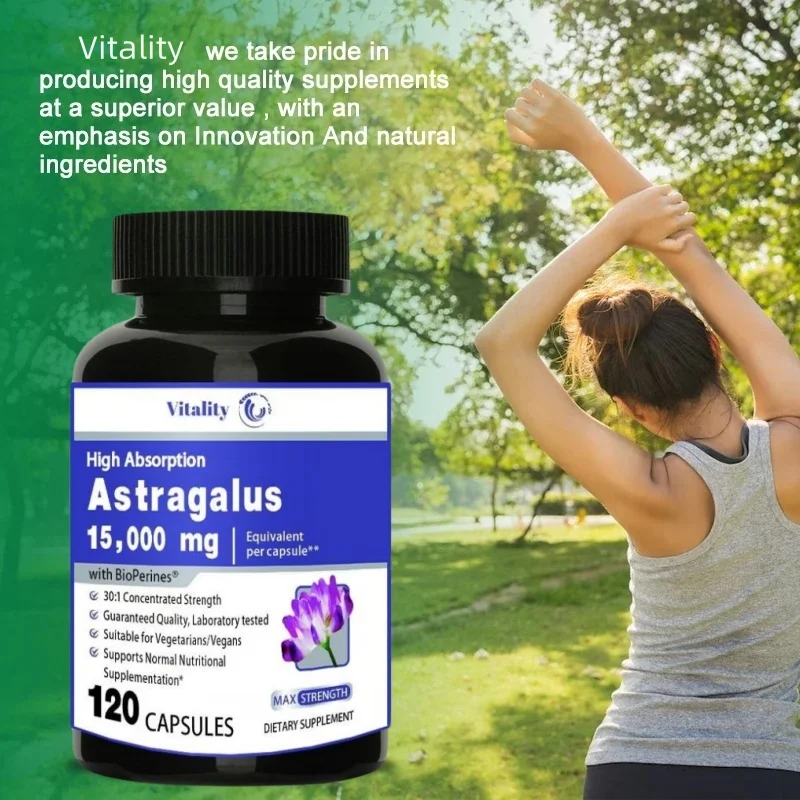 Vitality Natural Astragalus Root, 15000mg Traditional Immune Support, Non-GMO Project Verified, Vegan, 30/60/120 Capsules